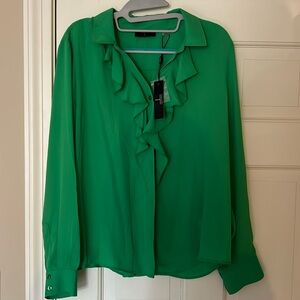 Tahari button down ruffle top